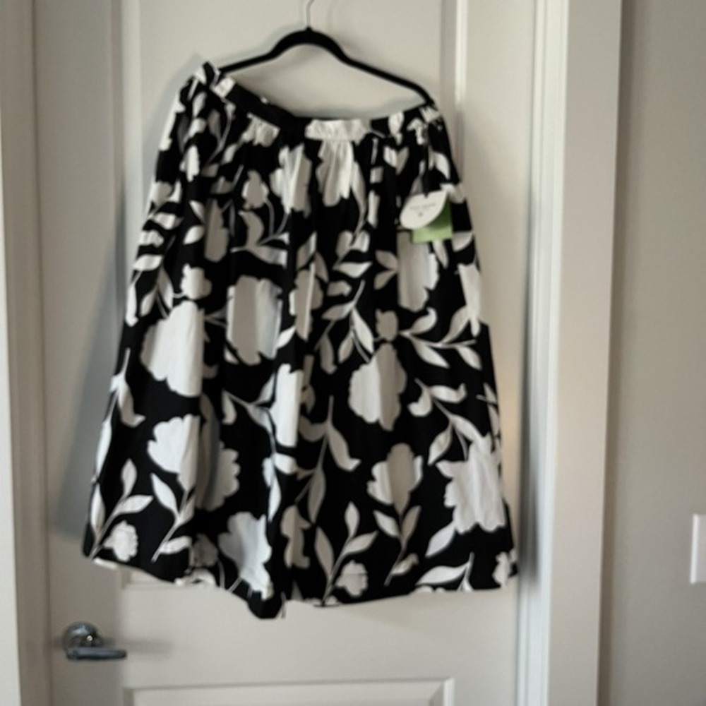 Kate Spade Skirt Womens‎ Large Black White Floral Midi Target Collab New Lined